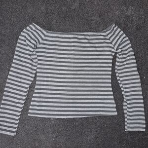 SHEIN Gray Striped Crop Top